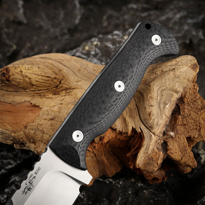 7.2 Inch M390 Steel Fixed Blade Knife with Leather Sheath