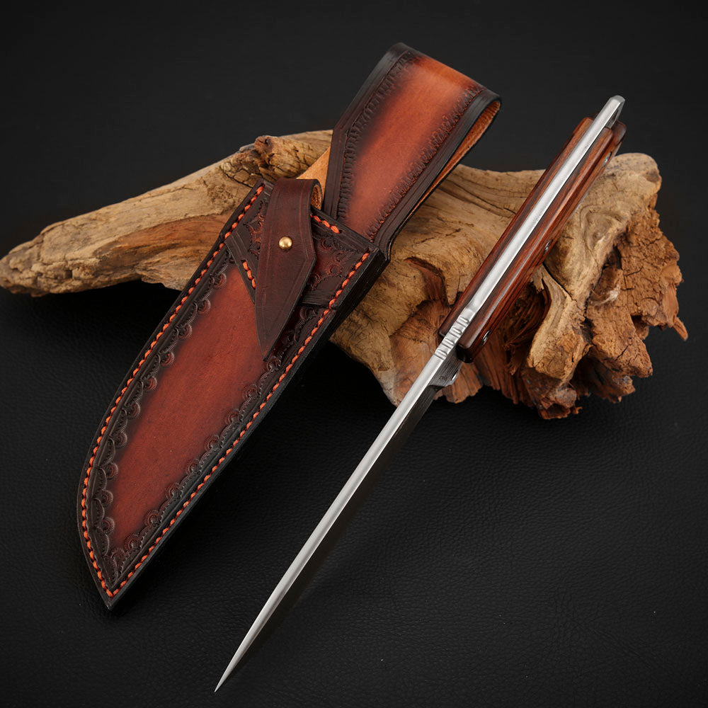 5.2 Inch MagnaCut Steel Fixed Blade Knife with Ironwood Scales