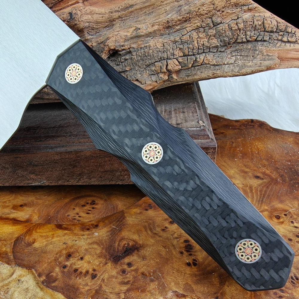 7" Vanax Steel Kitchen Cleaver Knife Carbon Fiber