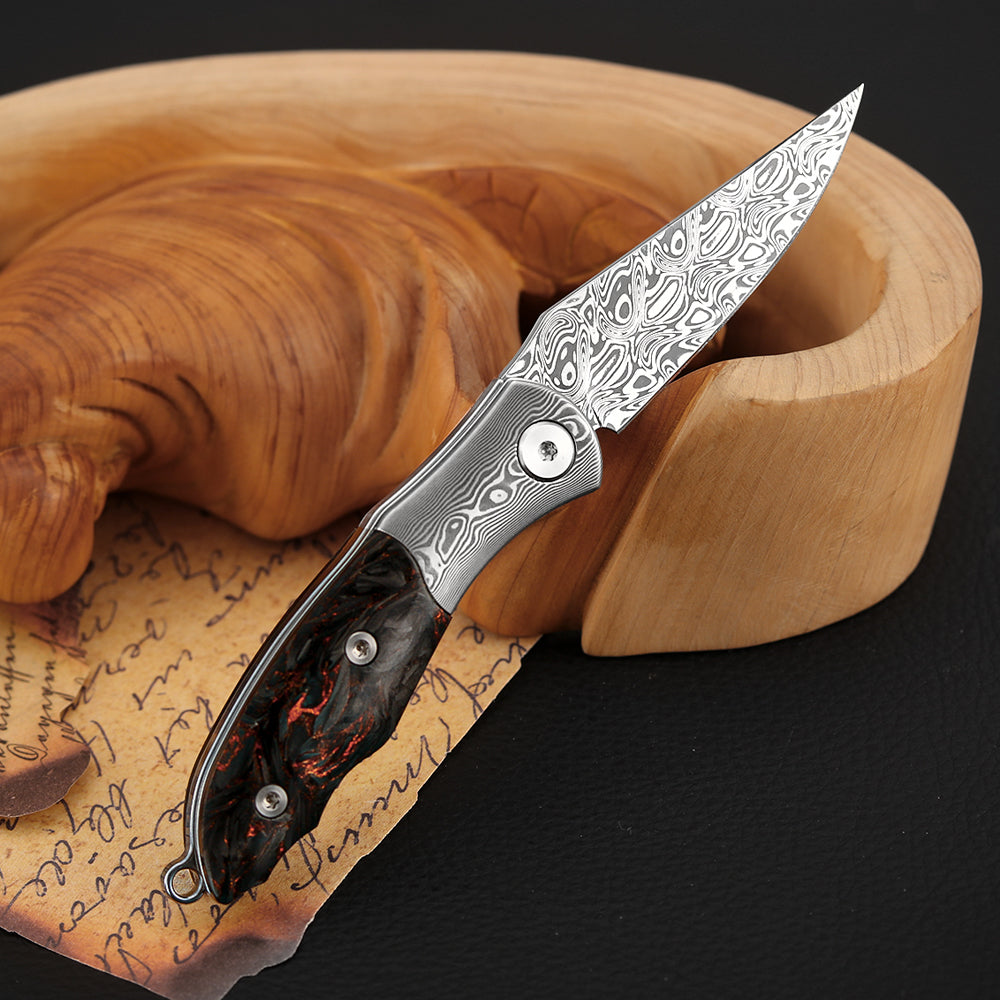 2 Inch Slip Joint Pocket Knife for EDC, Sweden Damasteel Blade