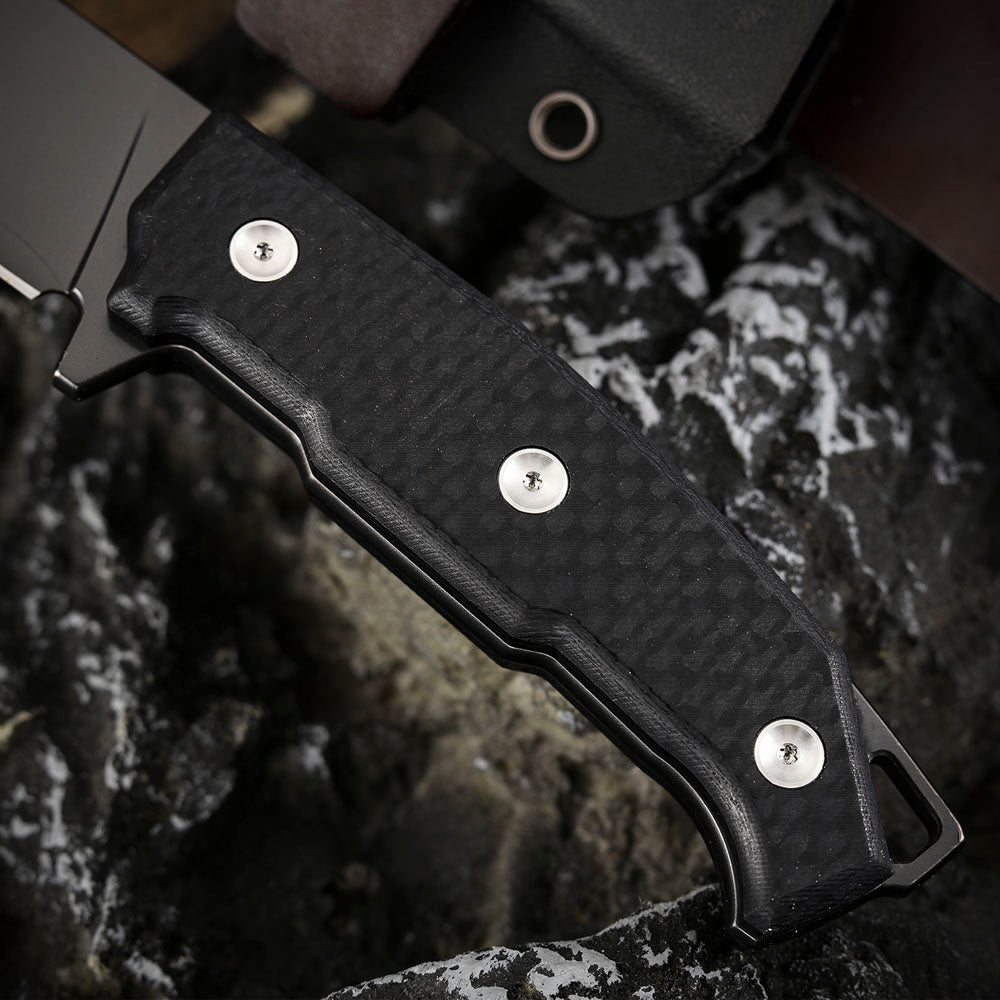 6.3 Inch S35VN Steel Fixed Blade Knife, DLC Coating, Carbon Fiber