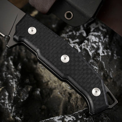 6.3 Inch S35VN Steel Fixed Blade Knife, DLC Coating, Carbon Fiber