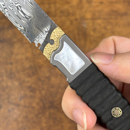 3.6" Ring Pommel Knife in Damasteel