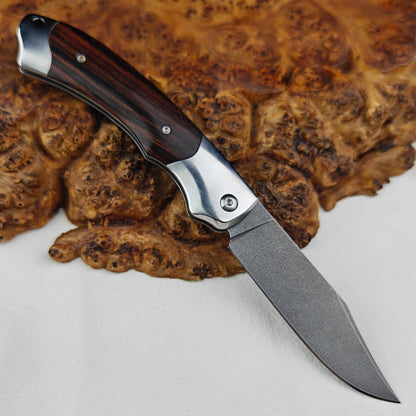 Slip Joint Pocket Knife in Wootz with Ironwood