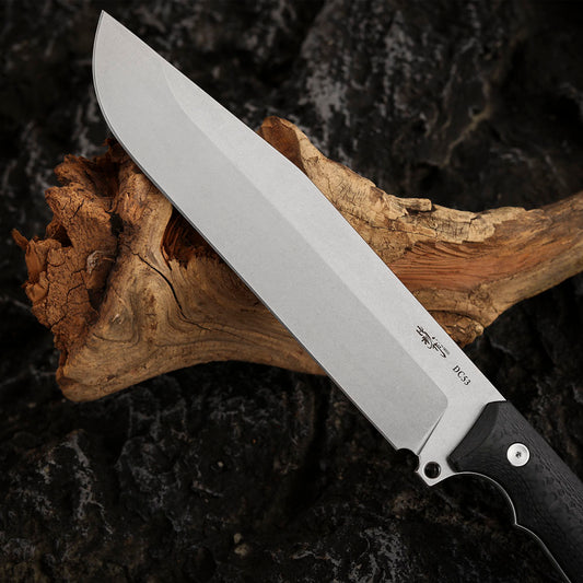 7.8 Inch Machete Fixed Blade Knife, DC53 Steel, Carbon Fiber Handle