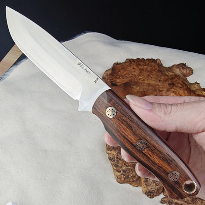 Convex Grind Fixed Blade Knife (3.5" ZDP-189 San Mai Steel) Ironwood