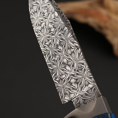 Custom Hunter in Mosaic Damascus with Mammoth Tusks