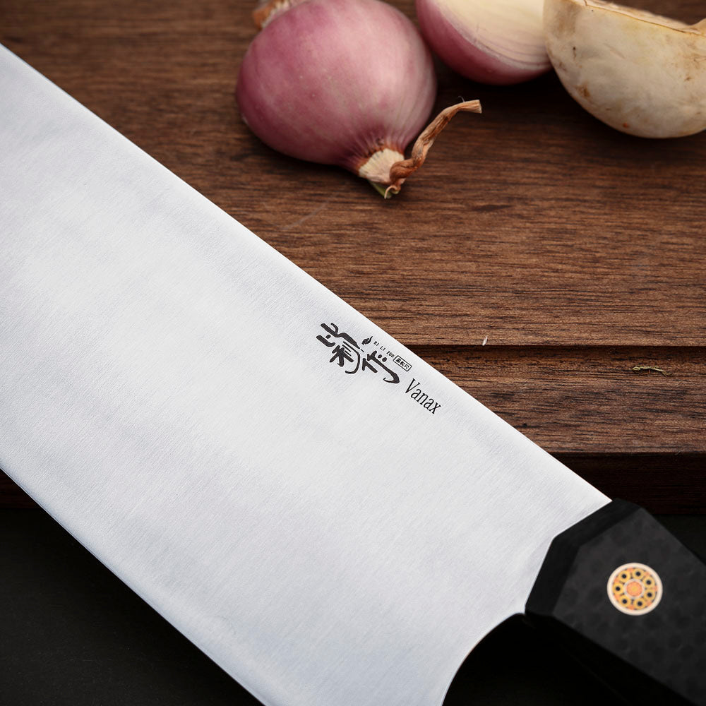 Nakiri Knife Vanax Steel 7 Inch Convex Grind Carbon Fiber