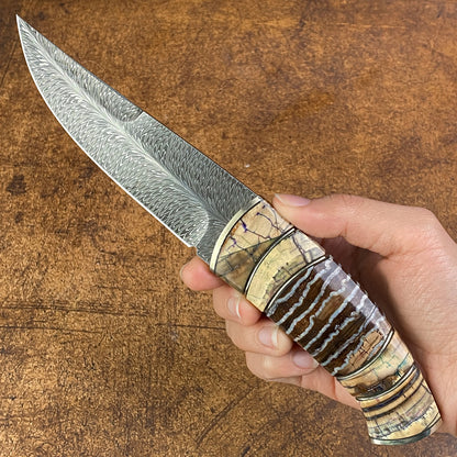 Feather Damascus Hunter with Mammoth Tusks