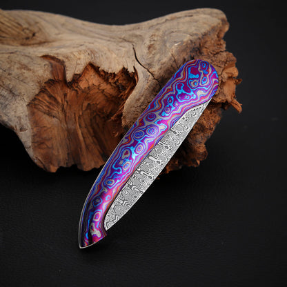 Liner Lock Front Flipper Folder in Damasteel with Zircuti