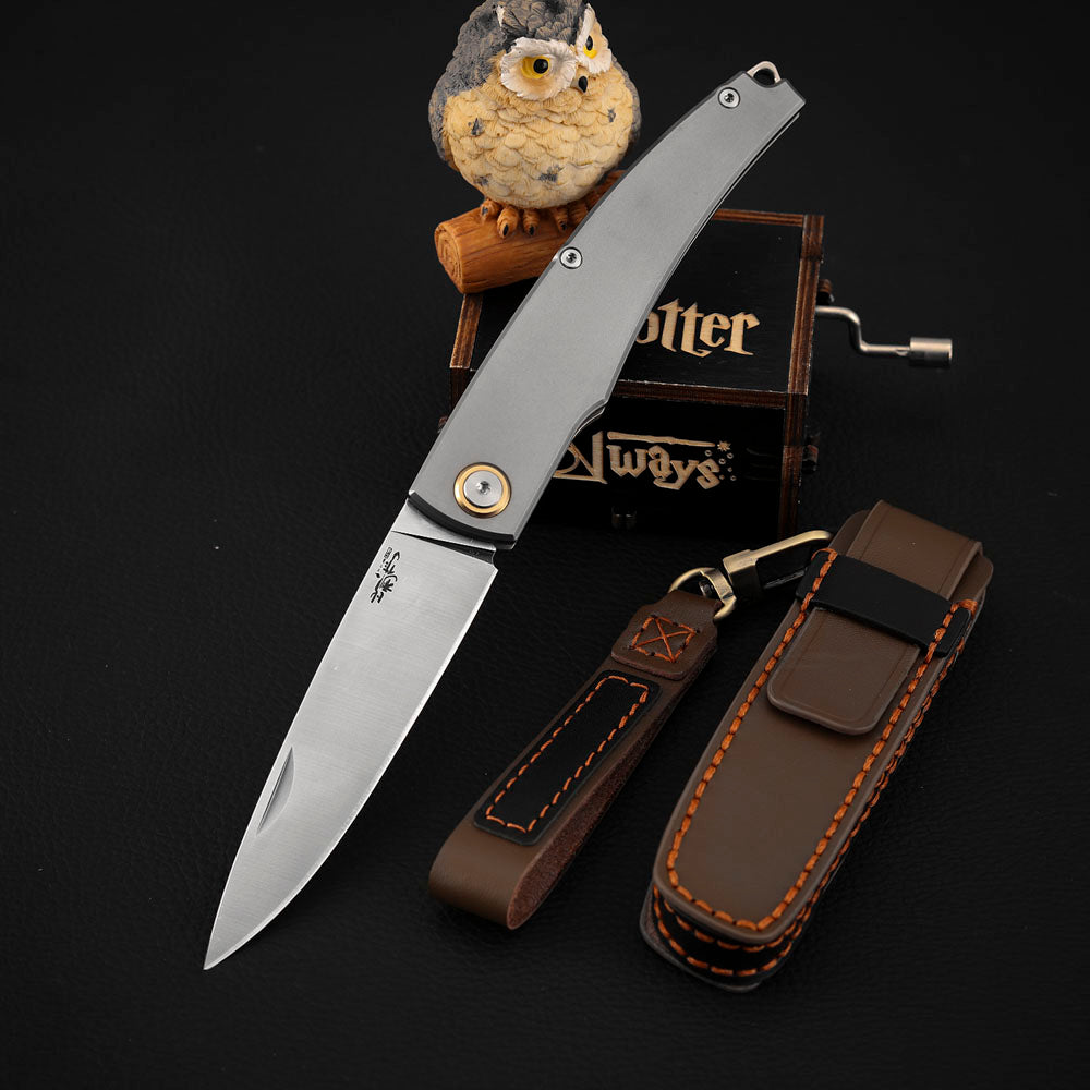 Slip Joint Knife Vanax Steel 3.46" Leaf Shape Blade Titanium