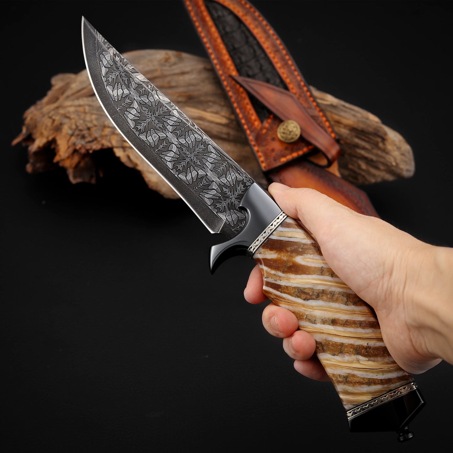 Damascus Hunter with Mammoth Tusks