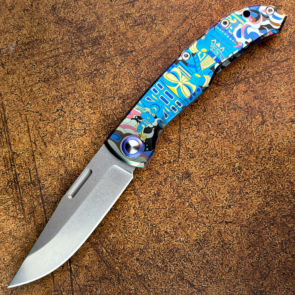 Pocket Knife Titanium 3D Coloured Sculpting