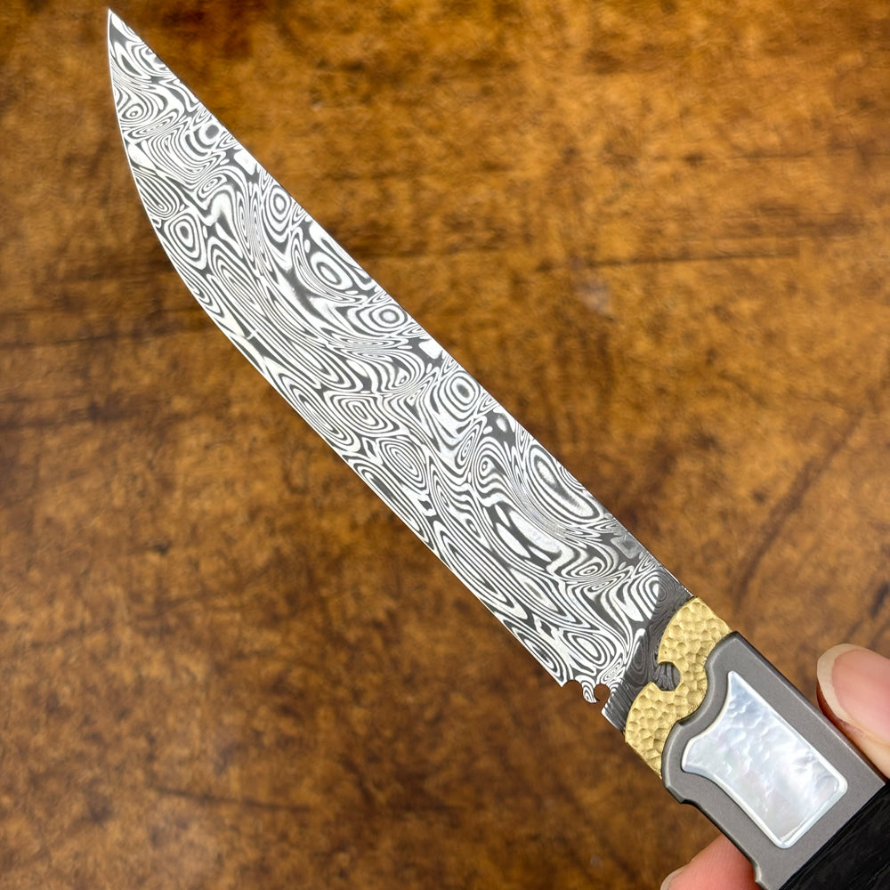 3.6" Ring Pommel Knife in Damasteel