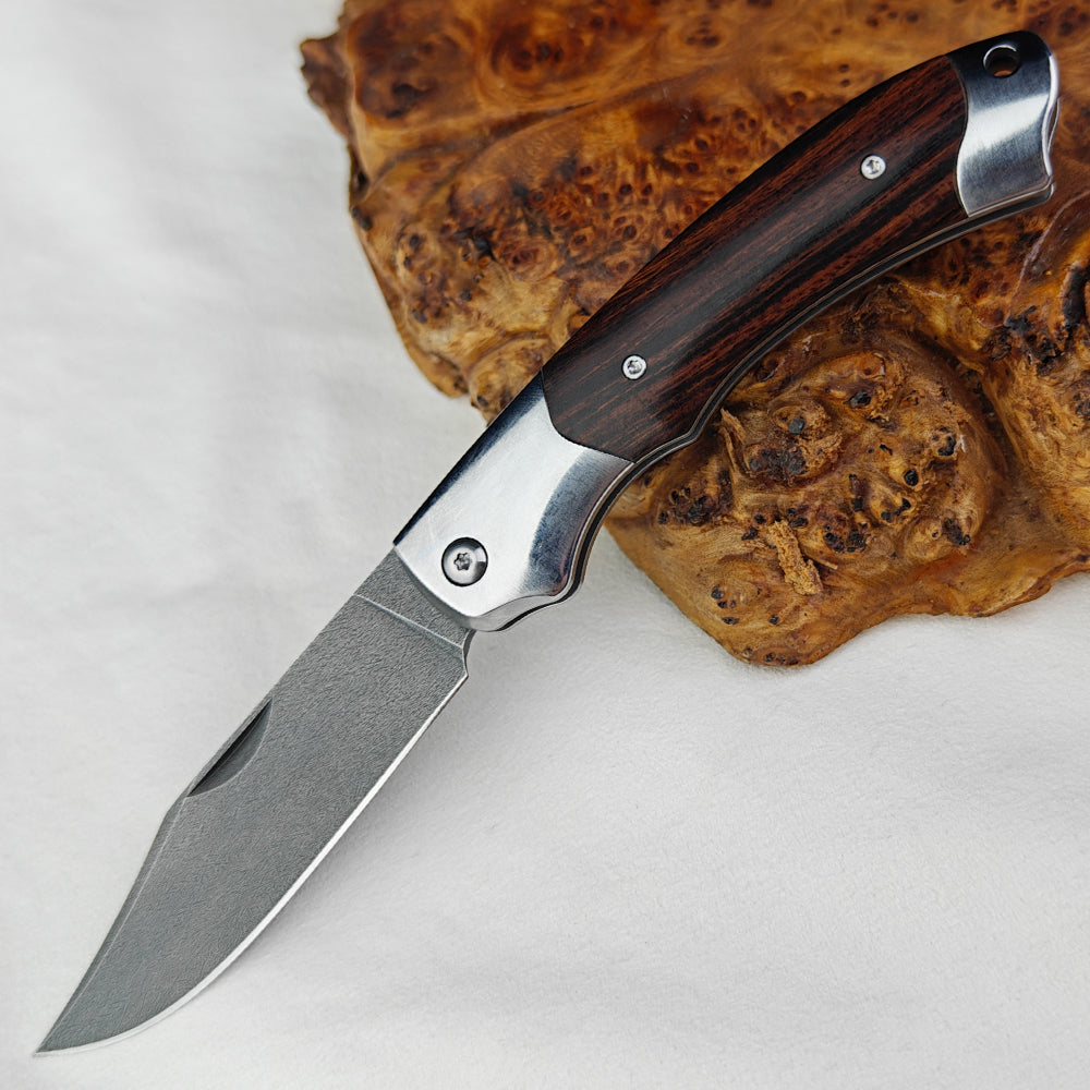 Slip Joint Pocket Knife in Wootz with Ironwood