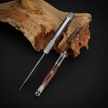3.3 Inch Clip Point Slip Joint Pocket Knife, Damascus Steel