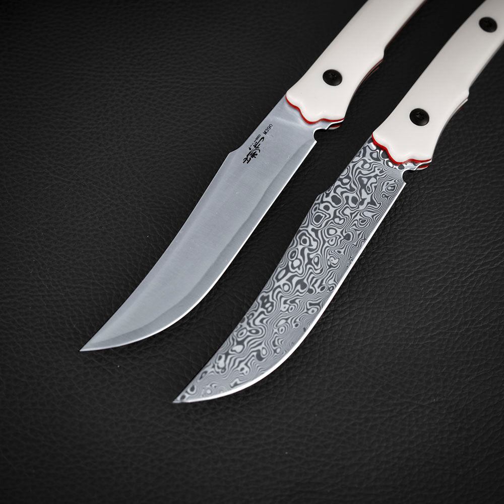 Persian EDC Fixed Blade Knife, M390 San Mai & Damascus Steel