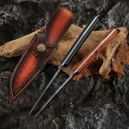 4 Inch Fixed Blade Knife, Vanax Steel, Leather Sheath