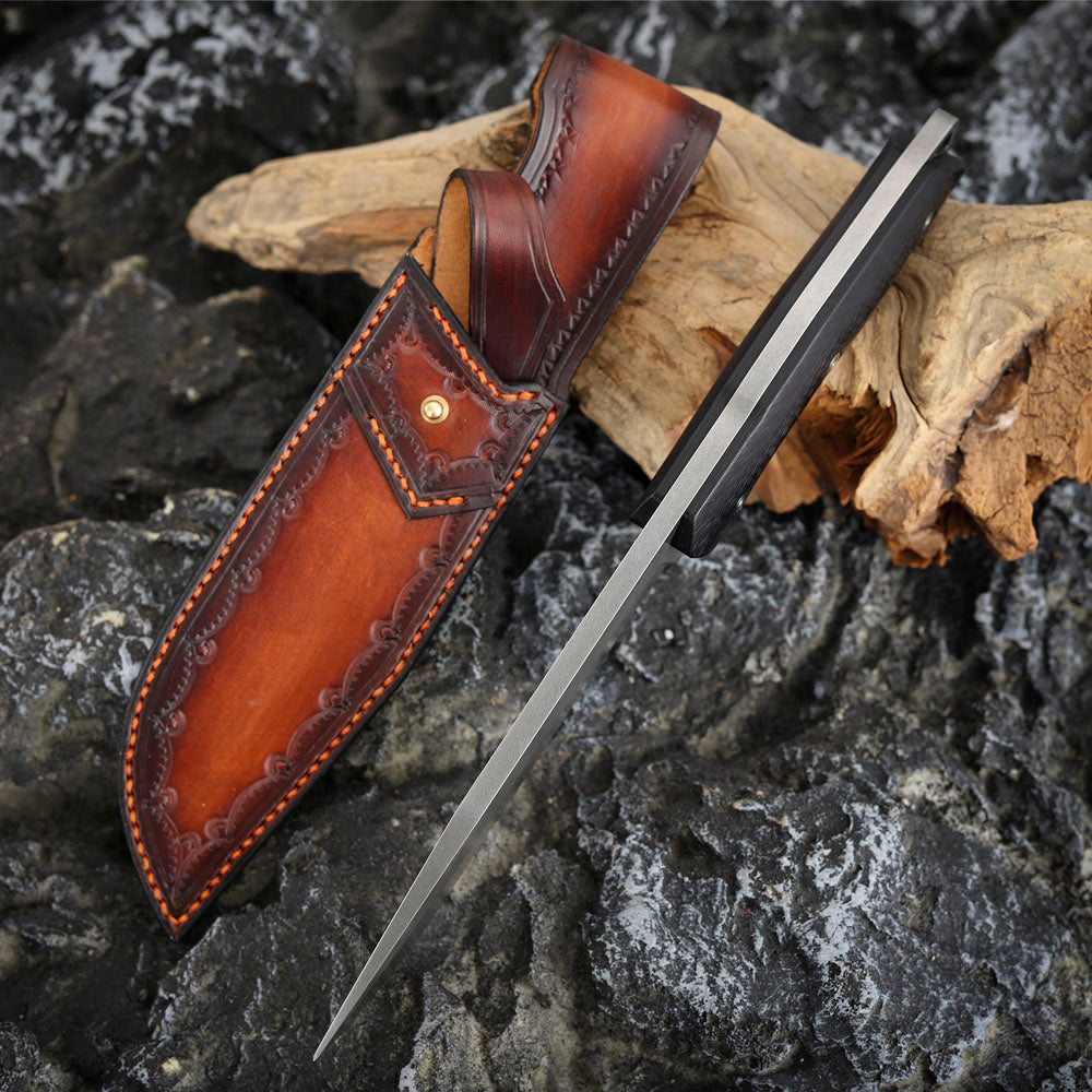 Wootz Steel 5.8" Fixed Blade Knife with Carbon Fiber Handle