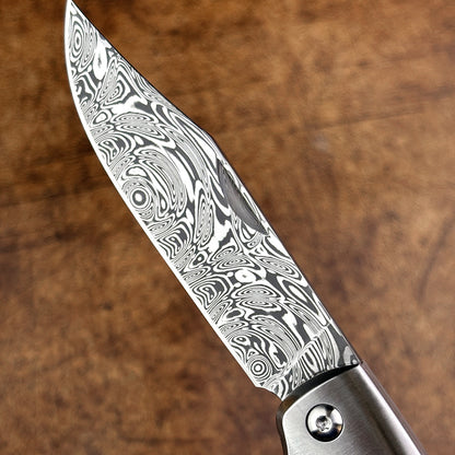 Slip Joint Pocket Knife in Damasteel with Carbon Fiber