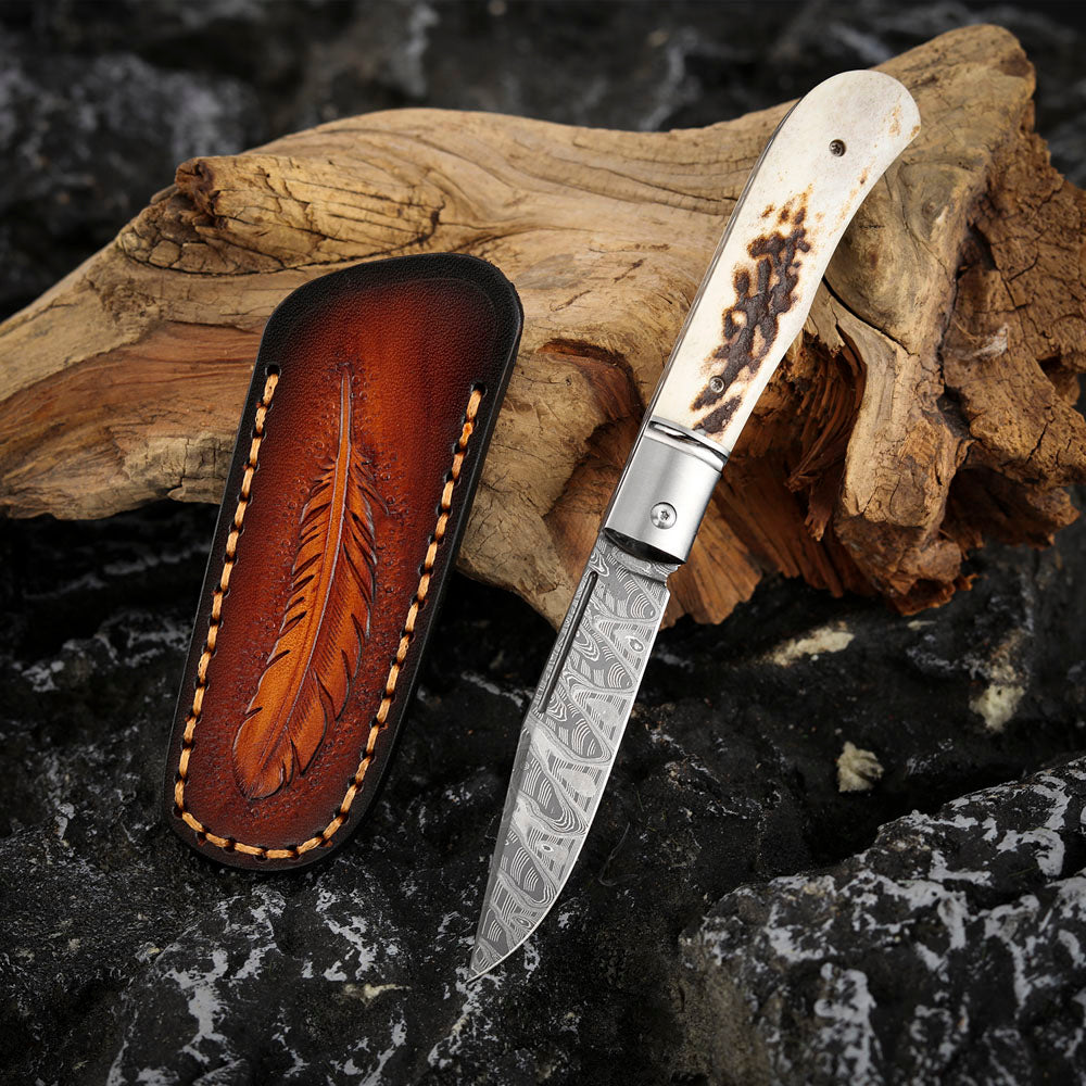 Hand-forged Custom Slip Joint Pocket Knife Damascus Steel