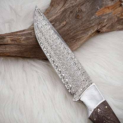 Custom Hunting Knife in Powder Damasteel with Carbon Fiber