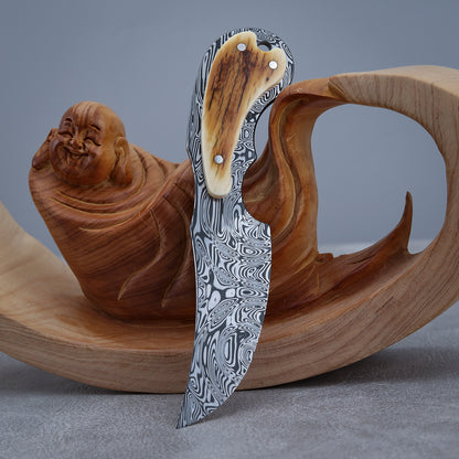 Custom Fixed Blade Knife in Damasteel