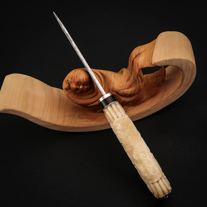 Crab Knife Damasteel Antler Handle