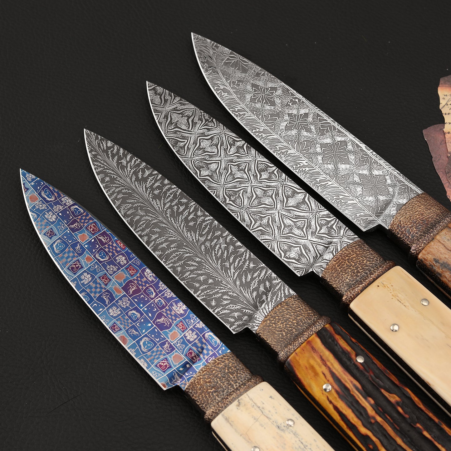 Custom Hunter Mosaic Damascus Mammoth Tusks