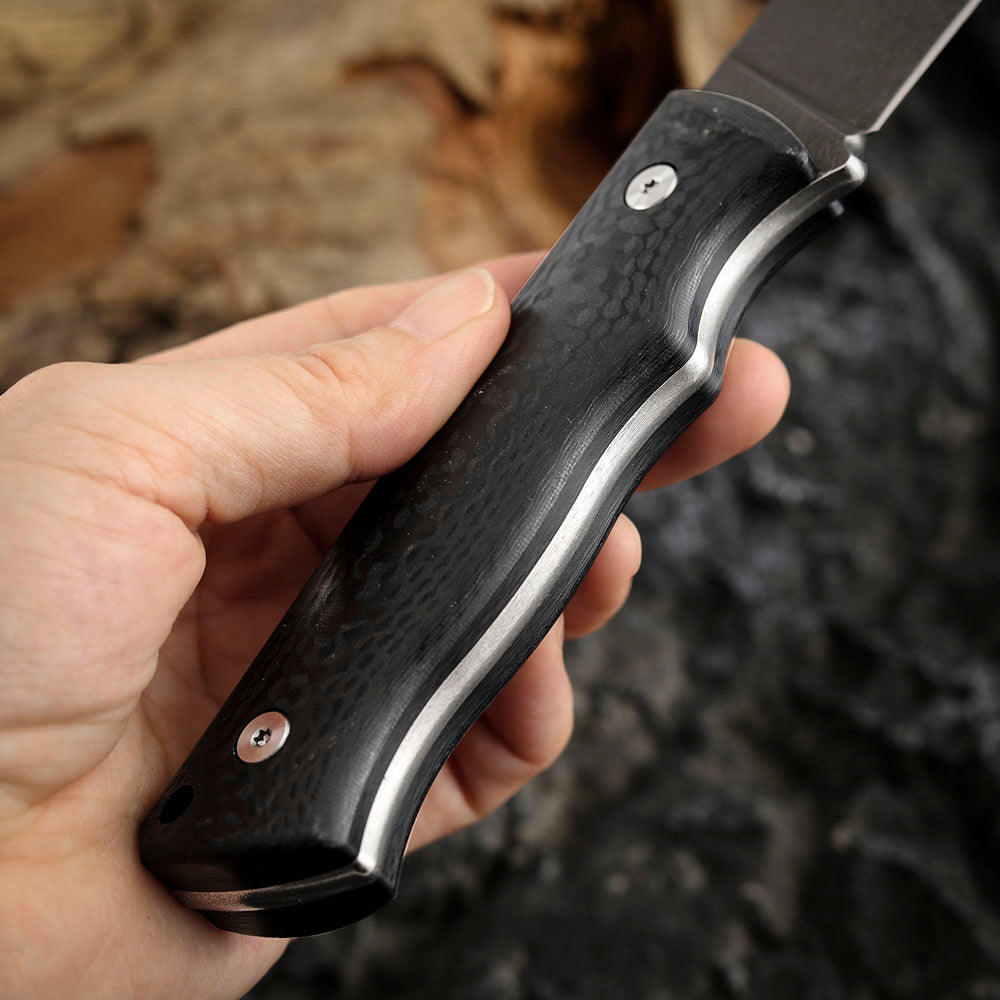 Wootz Steel 4.9 Inch Fixed Blade Knife Carbon Fiber