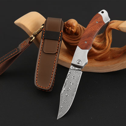 3 Inch Slip Joint Pocket Knife, Damascus Steel, Ironwood