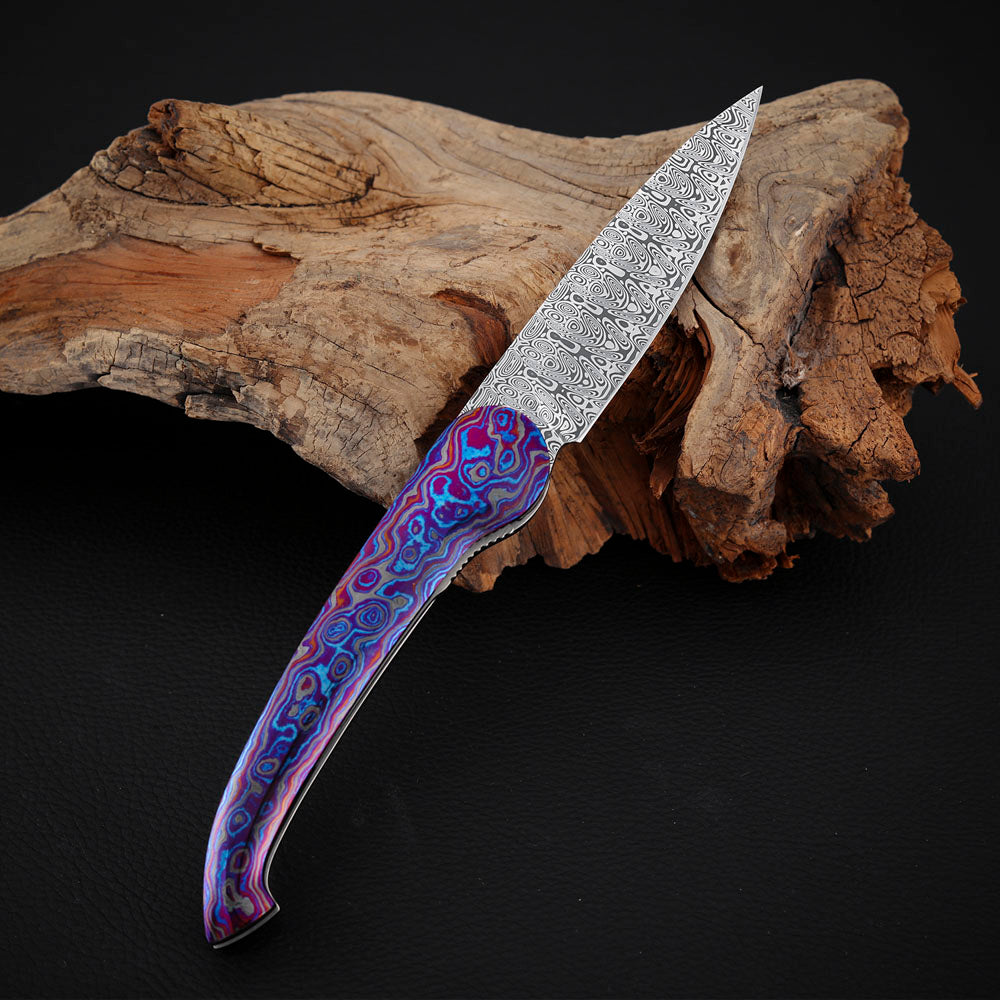 Liner Lock Front Flipper Folder in Damasteel with Zircuti