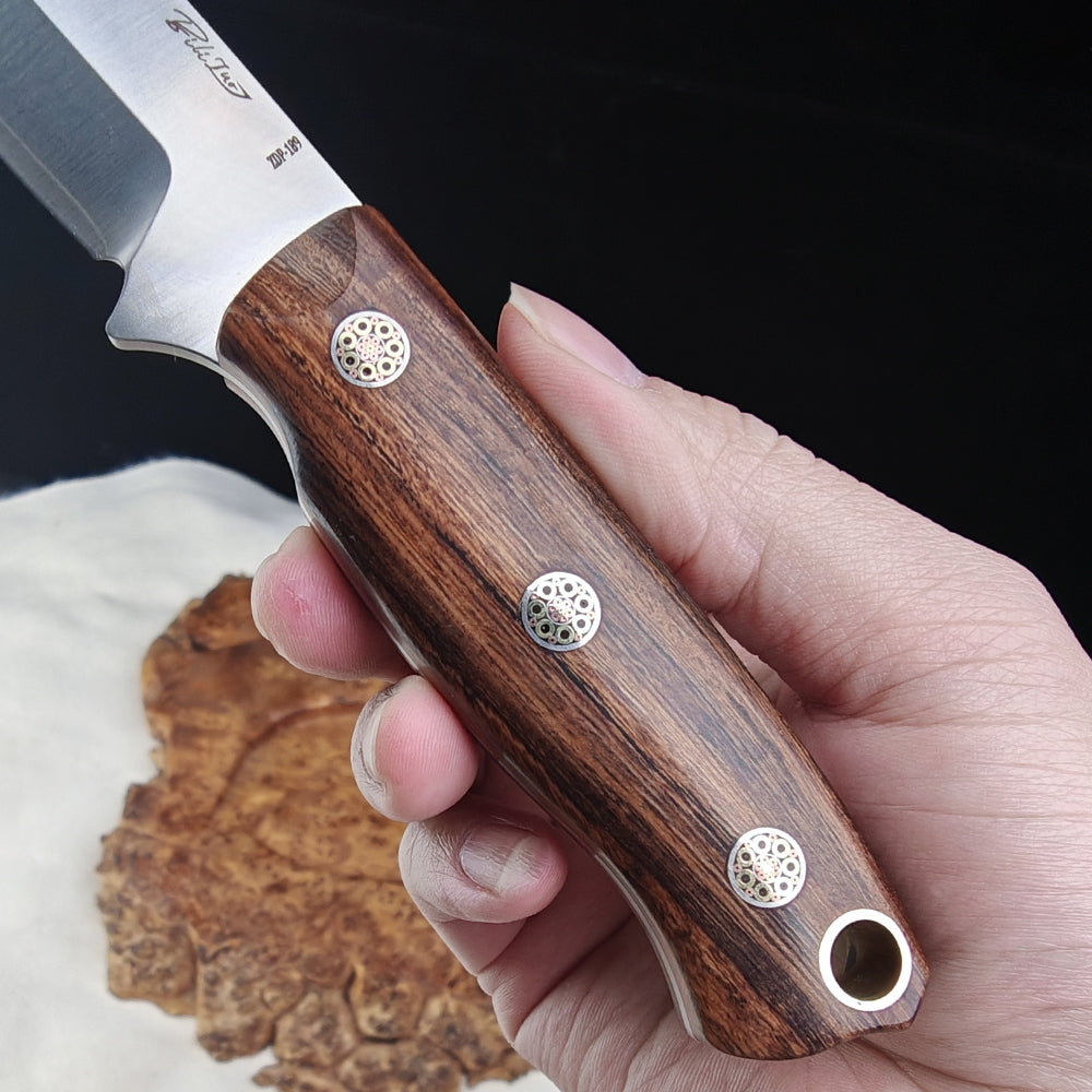 Convex Grind Fixed Blade Knife (3.5" ZDP-189 San Mai Steel) Ironwood