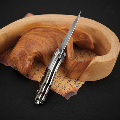 3.3 Inch Slip Joint Pocket Knife for EDC, Damasteel Steel