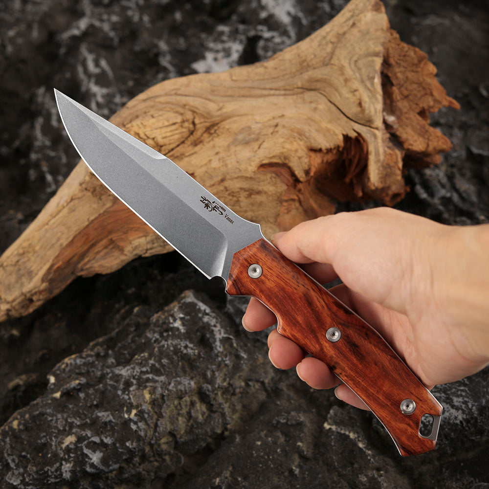 4 Inch Fixed Blade Knife, Vanax Steel, Leather Sheath