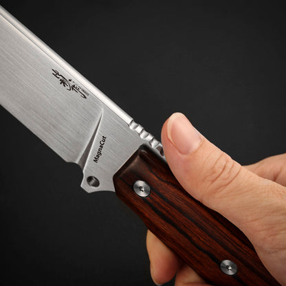 5.2 Inch MagnaCut Steel Fixed Blade Knife with Ironwood Scales