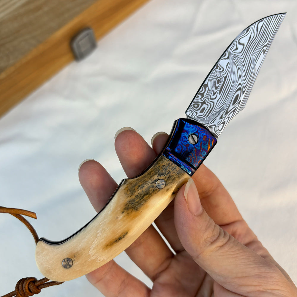 Custom Slip Joint Pocket Knife in Damasteel