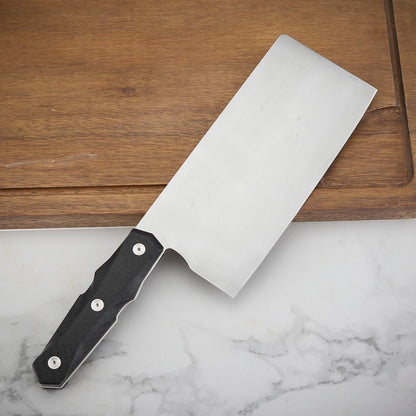 7 Inch Chinese Cleaver Knife, M390 Steel, Carbon Fiber Handle