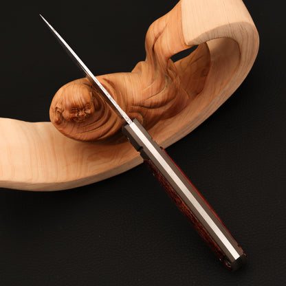 Custom Spear Point Damasteel Pocket Knife, Brown