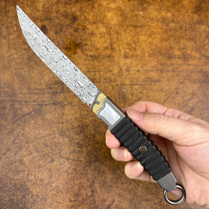 3.6" Ring Pommel Knife in Damasteel