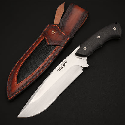 6.7 Inch Vanadis-8 Steel Fixed Blade Knife Carbon Fiber