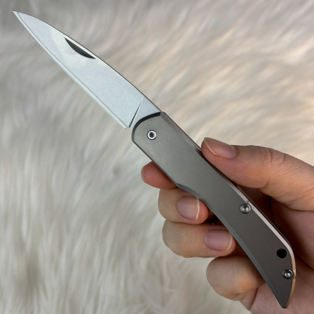 Color Engraving Pocket Knife in ZDP-189, Titanium