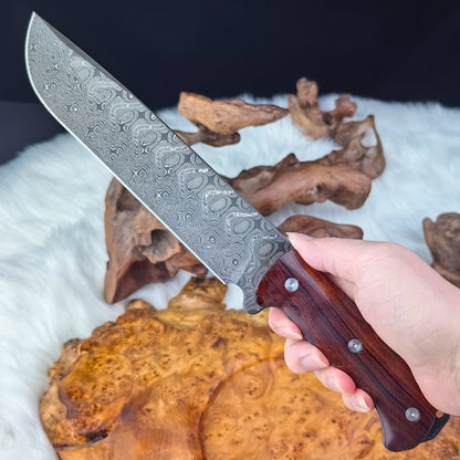 7.5" Machete in Damascus Steel with Ironwood