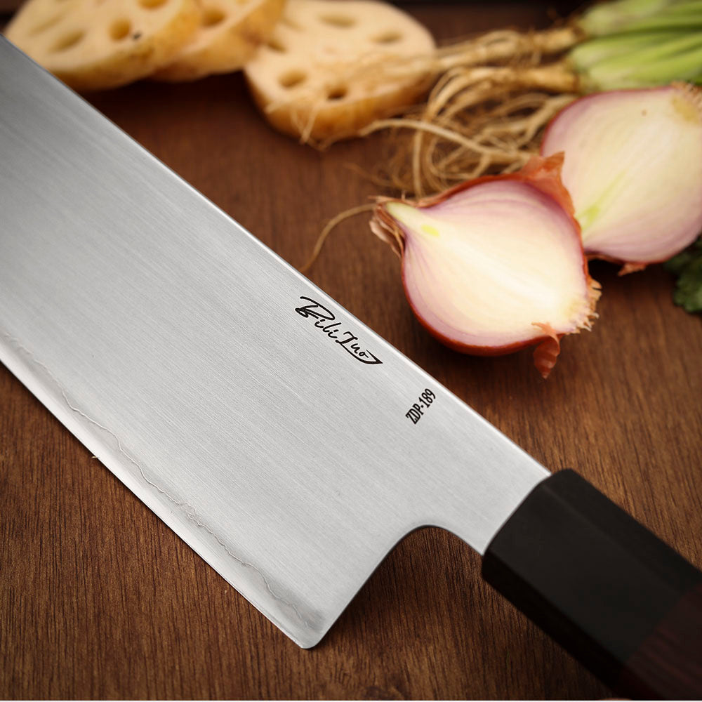 ZDP-189 Steel Japanese Nakiri/Kiritsuke Knife 8" Walnut