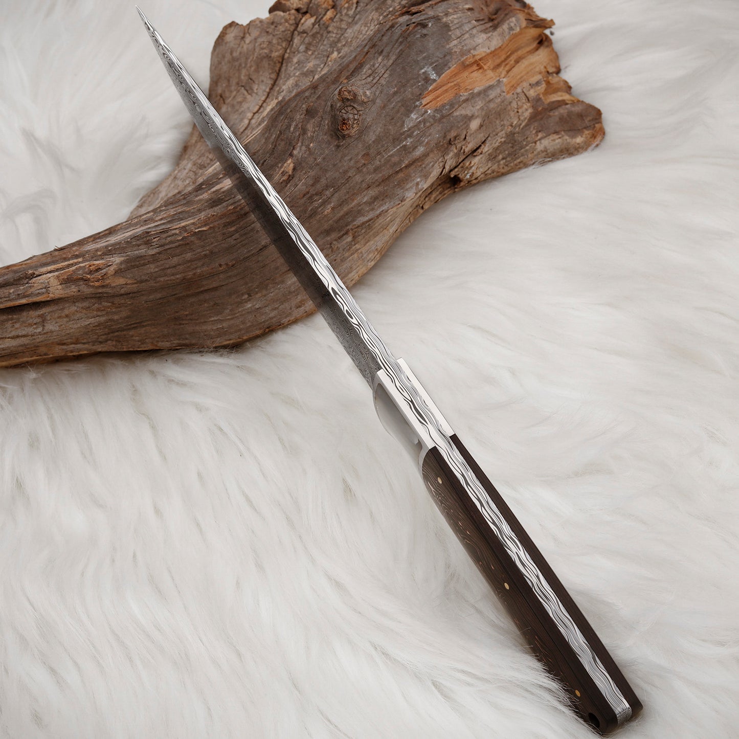 Custom Hunting Knife in Powder Damasteel with Carbon Fiber