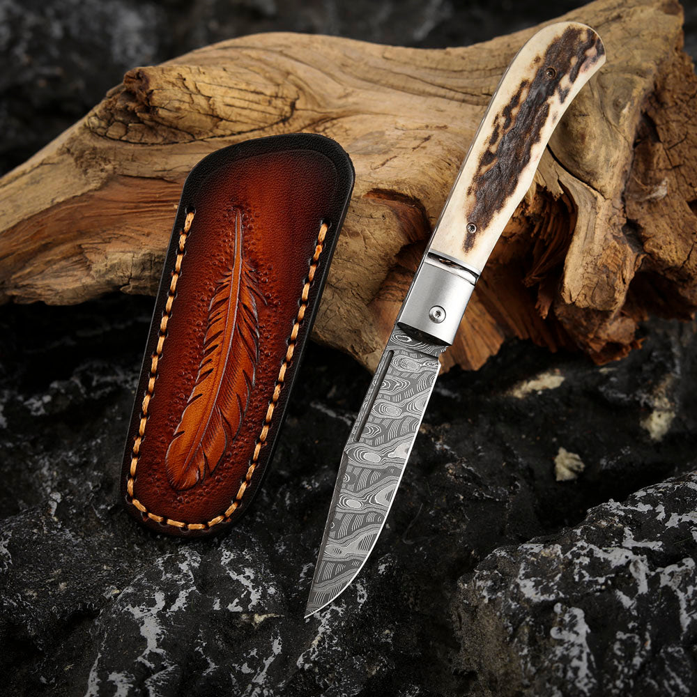 Hand-forged Custom Slip Joint Pocket Knife Damascus Steel