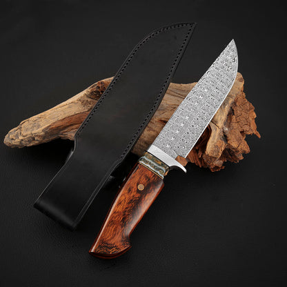 Hunting Custom Knife in Damasteel, Ironwood & Mammoth Tusks