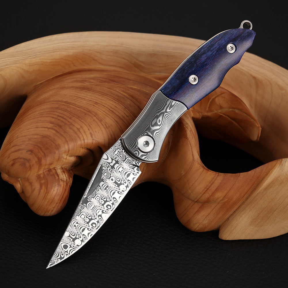 2 Inch Slip Joint Pocket Knife for EDC, Sweden Damasteel Blade