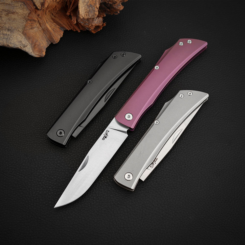 Vanax Steel Slip Joint Pocket Knife, 3.46 Inch, Titanium