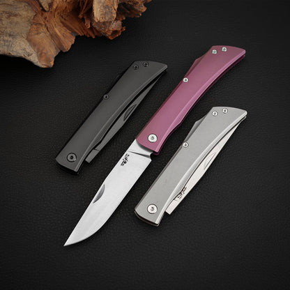Vanax Steel Slip Joint Pocket Knife, 3.46 Inch, Titanium